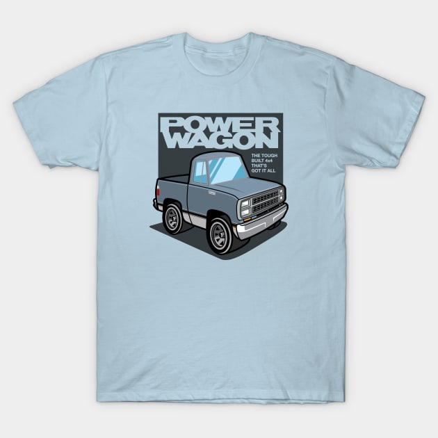 Frost Blue Metallic - Power Wagon (1980 - White-Based) T-Shirt by jepegdesign